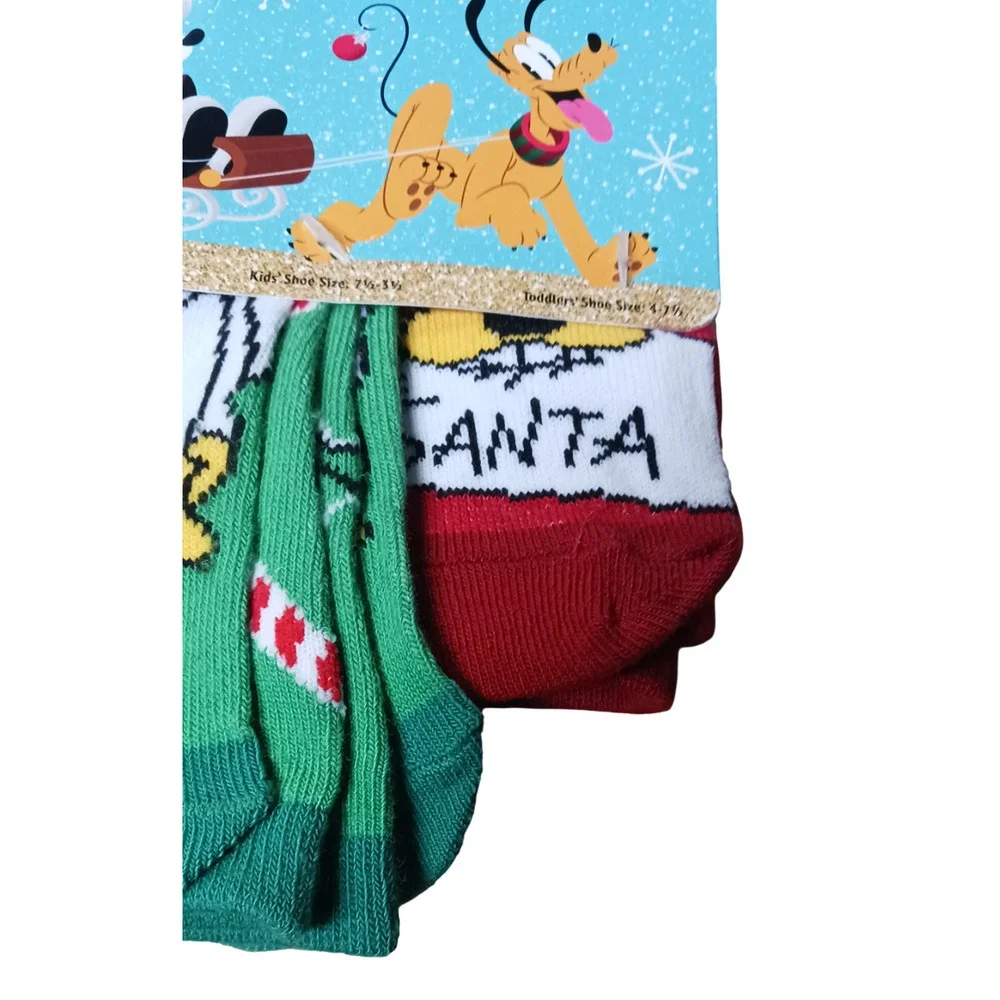 Disney Mickey Donald Duck and Pluto Matching Family Pack Holiday Sock Set 3 Pair
